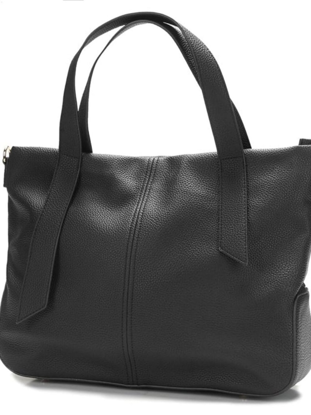 Alsyuelip Black Pebbled Leather Convertible Shoulder Crossbody Tote Bag